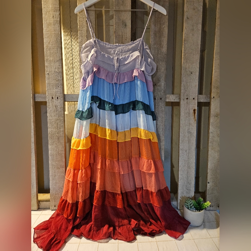 Storia Rainbow Dress size large - Picture 8 of 12